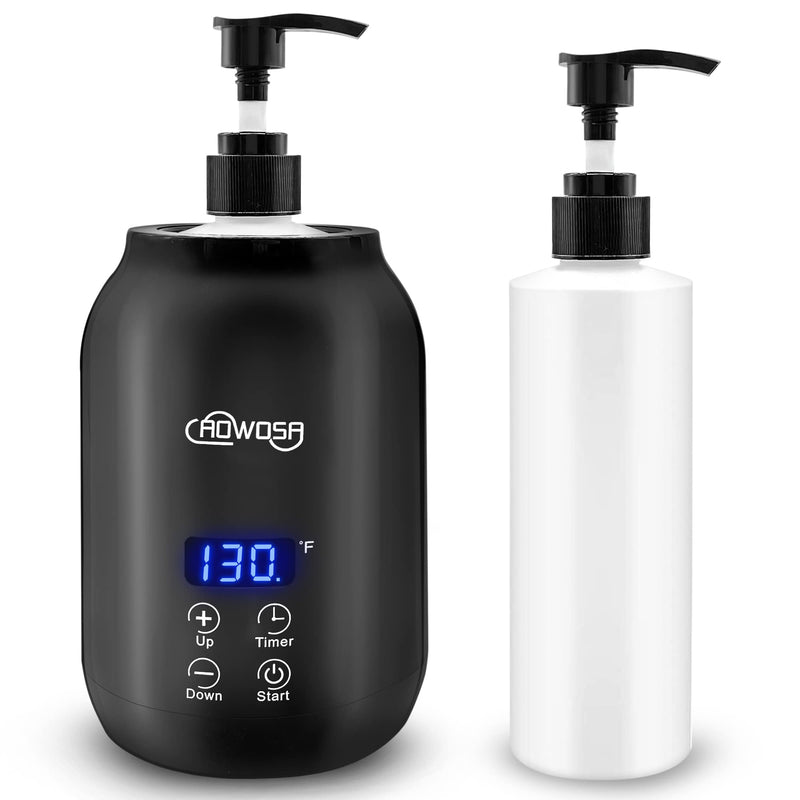 [Australia] - Massage Oil Warmer Bottle Professional Electric Lotion Digital Heater for SPA, Automatic Oil Warmer Heated Oil Lotion Cream for Salon, Barber Shops, Home, with Two Oil Bottle Dispenser (Black) Black 