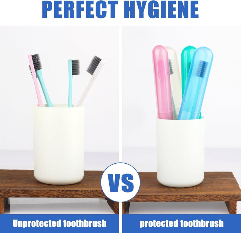[Australia] - 4 Pack Toothbrush Cases Travel Toothbrush Holder Portable Toothbrush Container Case Plastic Toothbrush Carrier Cover Case for Traveling, Bathroom, School, Home, Camping 