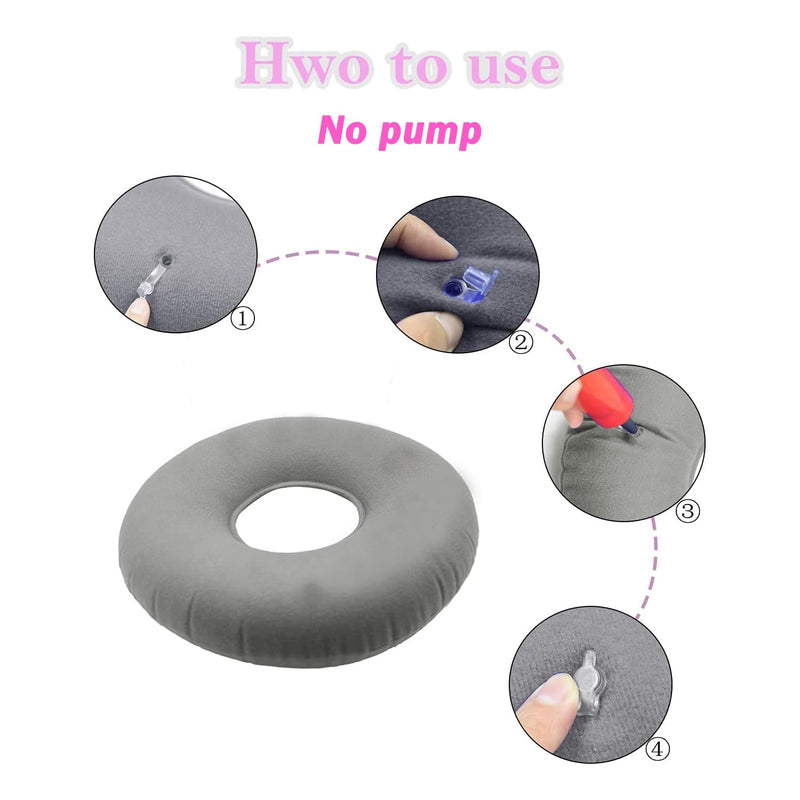 [Australia] - Inflatable Ring Cushion Hemorrhoid Seat Pillow Round Wheelchairs Seat Cushion Ring Pillow Cushion Relieve Coccyx & Tailbone Pain for Home, Car or Office (Gray) Gray 
