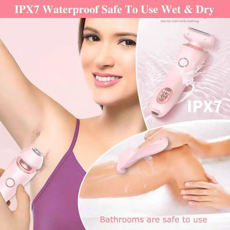 Livora Electric Shaver for Women | 2 in 1 Silk Glide Pro Razor | Wet & Dry Waterproof with Removable Head | Painless Hair Removal for Leg, Arm, Underarm & Bikini Area | (Pink) Pink