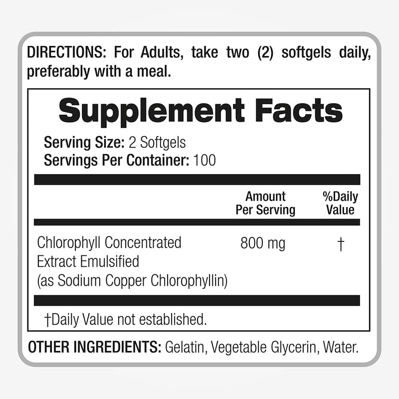 [Australia] - FITO MEDIC'S Lab - Chlorophyll - pure - 800 mg per serving- 200 Softgels - chlorophyll capsules -detox cleanse, greens supplements- chlorophyll pills - Ultra high Absorption. 