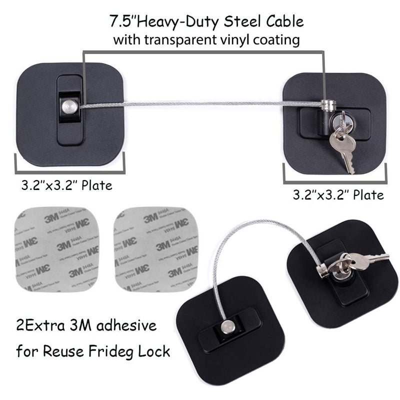 [Australia] - Refrigerator Lock,Fridge Lock with Keys,Freezer Lock and Refrigerator Lock for Child Proof,1Pack Black Fridge Lock 