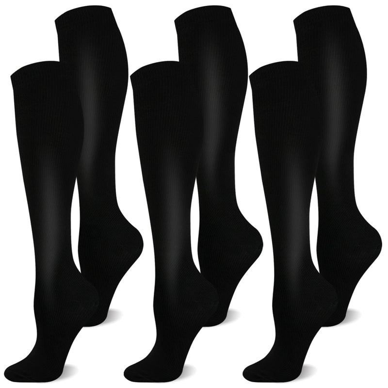 [Australia] - CAMPSNAIL Compression Stockings Women and Men Support Stockings Compression Socks for Flight Sports Travel Running S-M A-Black-3 Pairs 