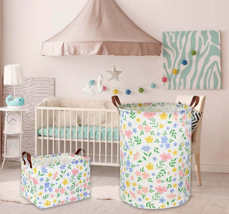 [Australia] - HIYAGON Kids Storage Basket Baby Girl Basket Gift Baskets Empty Cute Toy Storage Bin Organizer Box Rectangular Bedroom Decor Books(Flower) Flower 