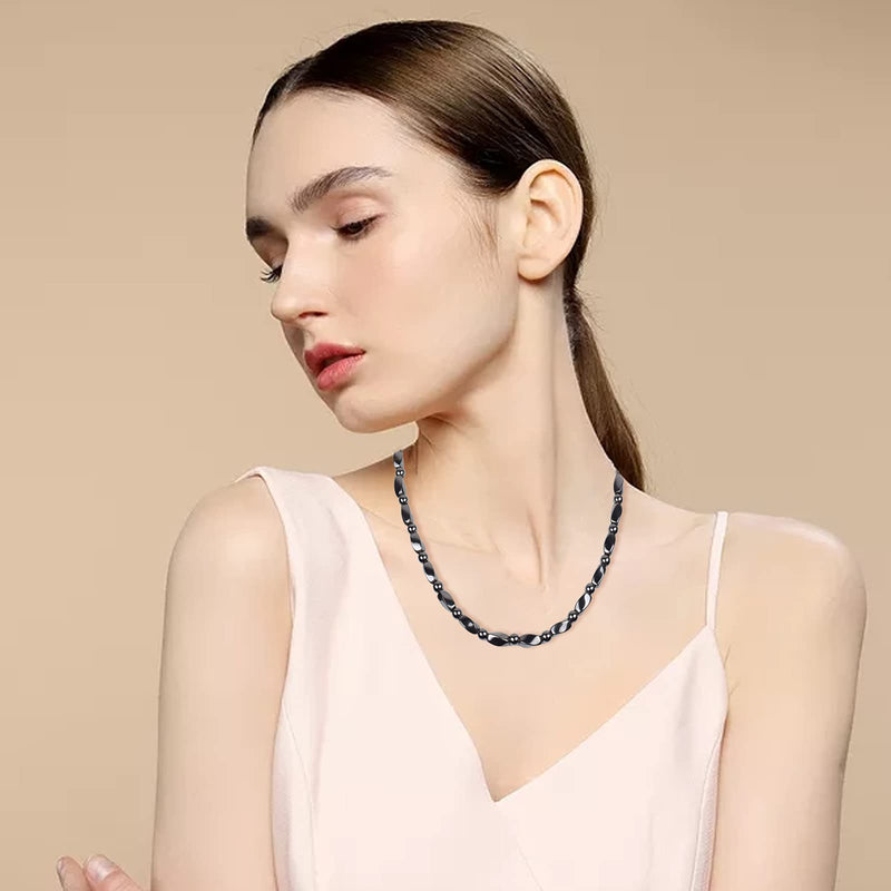 [Australia] - Hematite Necklace Unisex Black- Natural Magnetic Hematite Necklace Relieve Fatigue around Neck, Shoulder-17.6 inch (45cm) 17.6” (45cm) 
