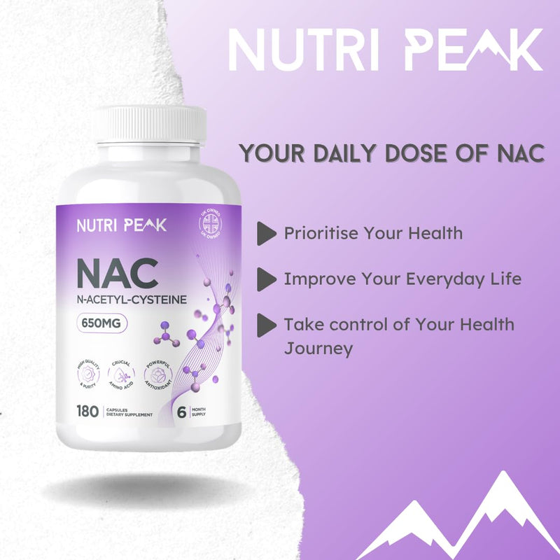 Max Strength NAC Supplement | 650MG | 180 Capsules | N-Acetyl-Cysteine | Antioxidant & Glutathione Support | Amino Acid | Cysteine Supplement| Vegan & Gluten Free