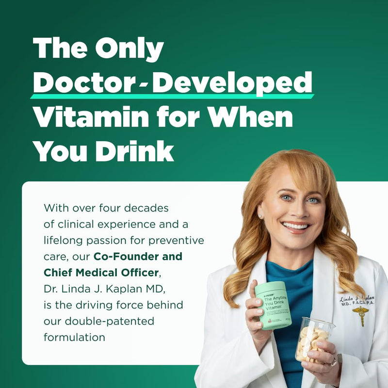 H-PROOF The Anytime You Drink Vitamin, Black Cherry, 40 Chewable Tablets | 20 Servings, Supports Liver Health, Replenishes Electrolytes for Hydration, DHM, Milk Thistle, L-Glutathione, Vitamins B & C