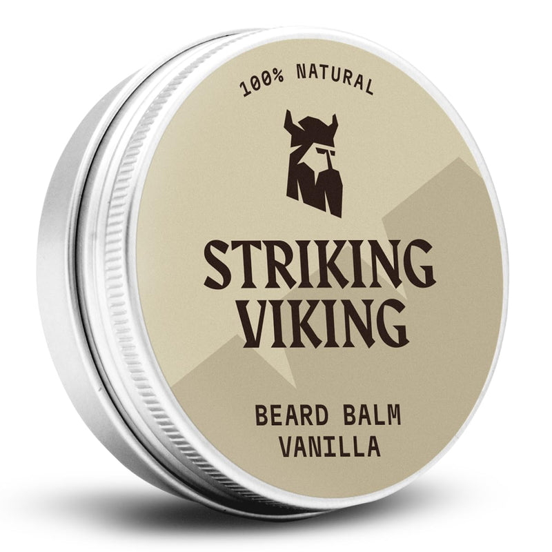 [Australia] - Striking Viking fragrance-free beard balm from Viking - styles, strengthens and softens beards and mustaches - 100% natural beard care with organic shea butter, tea tree, argan and jojoba oil (vanilla) vanilla 
