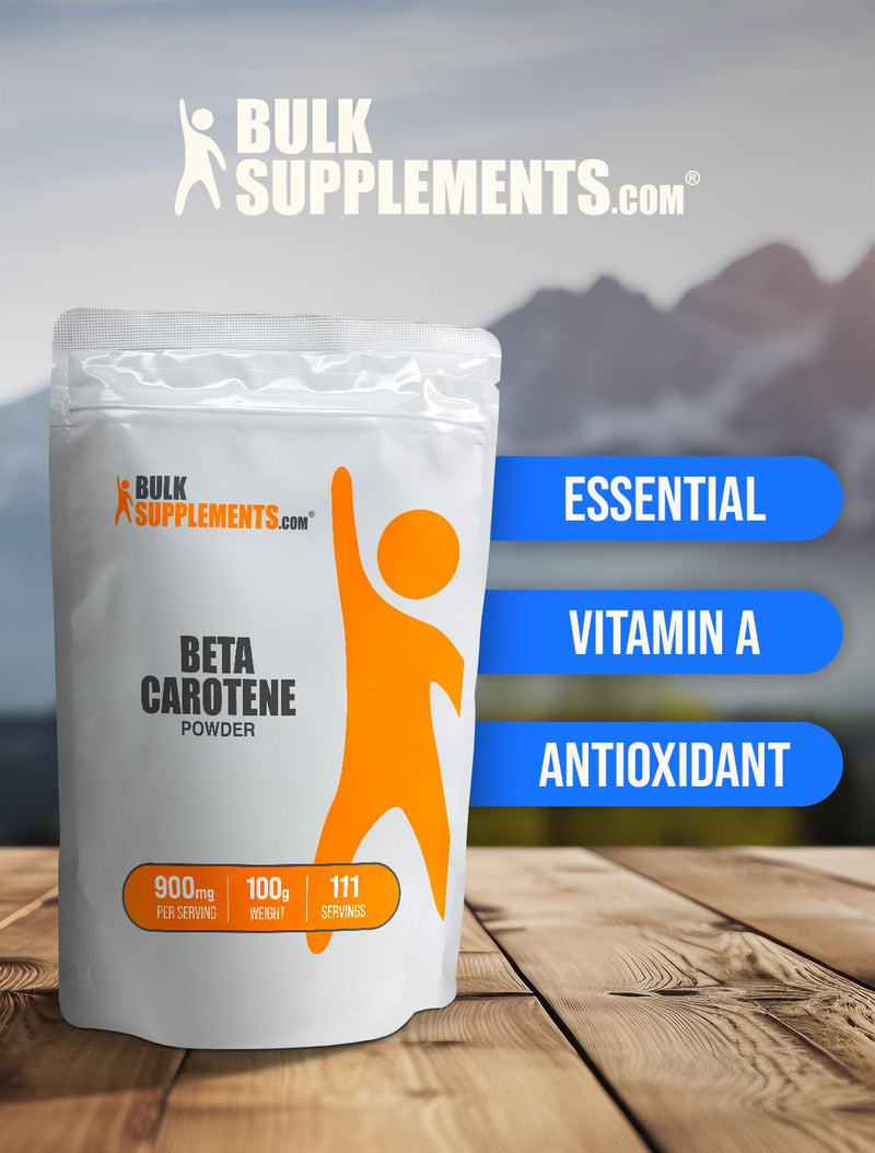 BulkSupplements.com Beta Carotene Powder - Vitamin A Supplements, Beta Carotene Supplements - for Immune & Eye Support, Gluten Free, 900mg per Serving, 100g (3.5 oz) (Pack of 1) 111 Servings (Pack of 1)