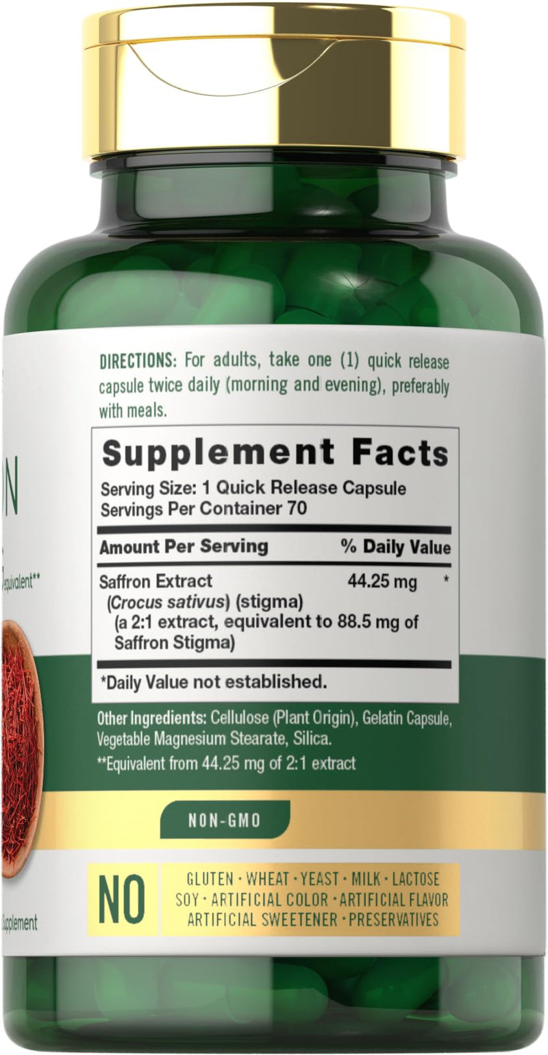 Carlyle Saffron Extract Supplement | 70 Capsules | Pills for Adults | Non-GMO & Gluten Free