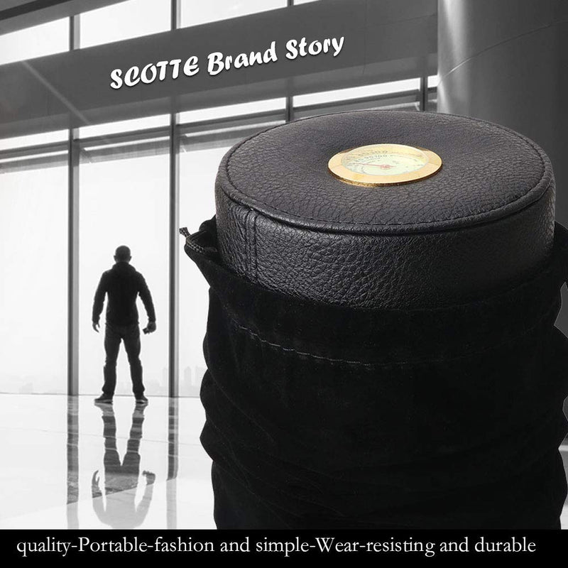 [Australia] - Scotte Cigar humidor case/jar,Leather Cedar Wood Cigar Canister Portable for 12-16 Cigar (Black) Black 