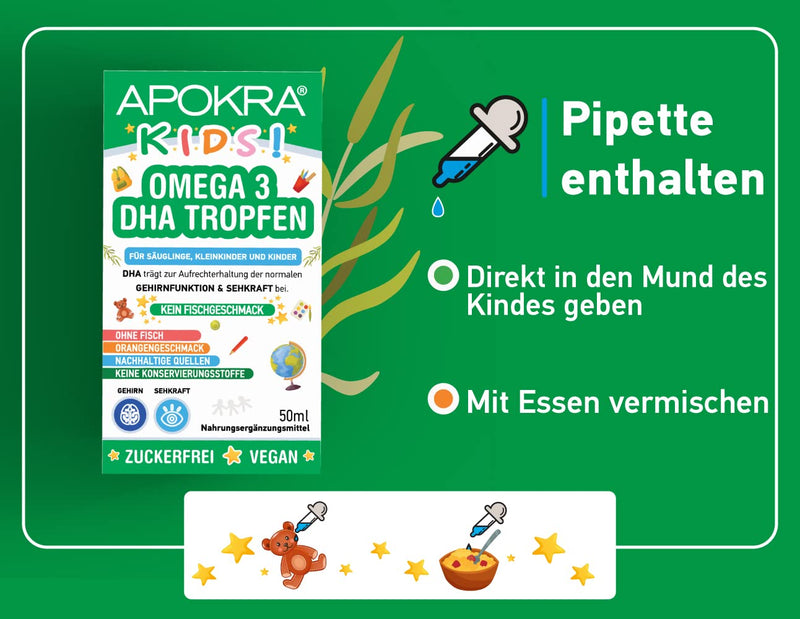 [Australia] - Omega 3 Vegan - Without fish taste - Vegan Omega 3 oil for infants, toddlers and children - Sustainable algae oil, alternative to fish oil - 50 ml | APOKRA Kids Vegan Omega 3 Algae Oil NATURAL ORANGE AROMA 50 ml (pack of 1) 