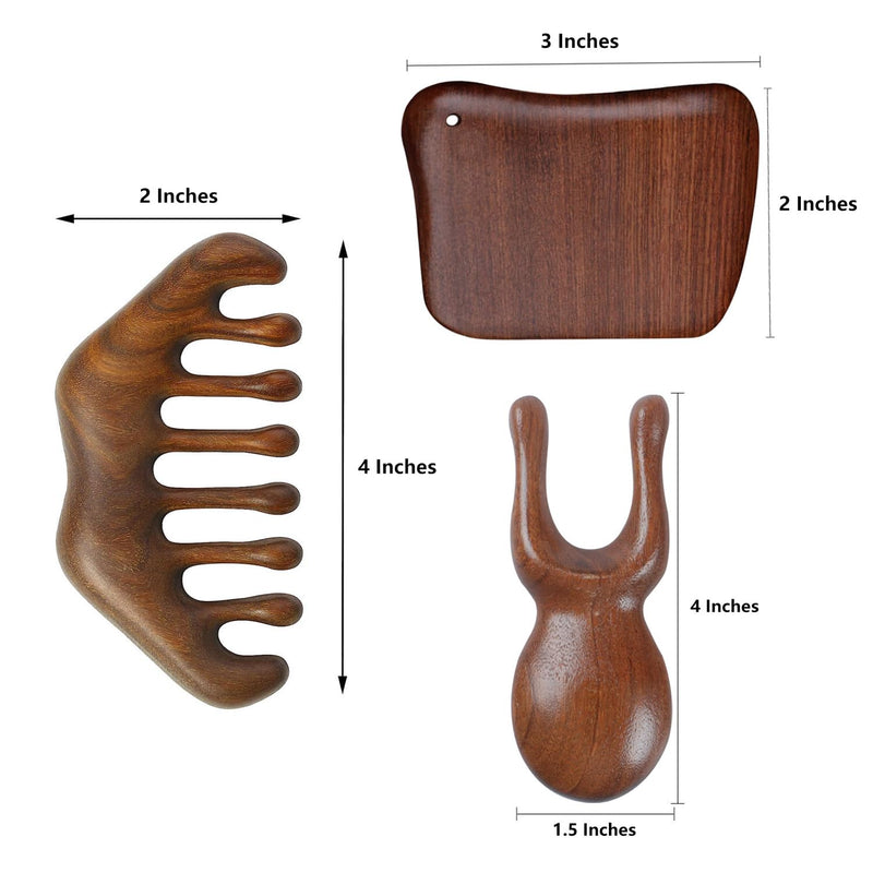 [Australia] - Wood Gua Sha Massage Tools Set,Scraping Scalp Massage Comb, Wooden Gua Sha Scraping Tools,3 Pieces. 