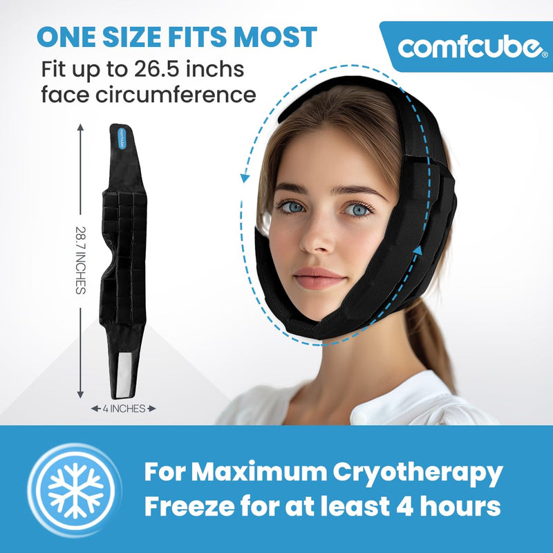 [Australia] - Face Ice Pack for Wisdom Teeth, 2 Hours Long Lasting Cold Therapy Flexible Cold Pack Head Wrap for Wisdom Teeth Surgery, TMJ, Chin, Oral Pain, Facial Surgery, Jaw Pain, Tonsillectomy Black Wisdom Teeth Ice Pack 