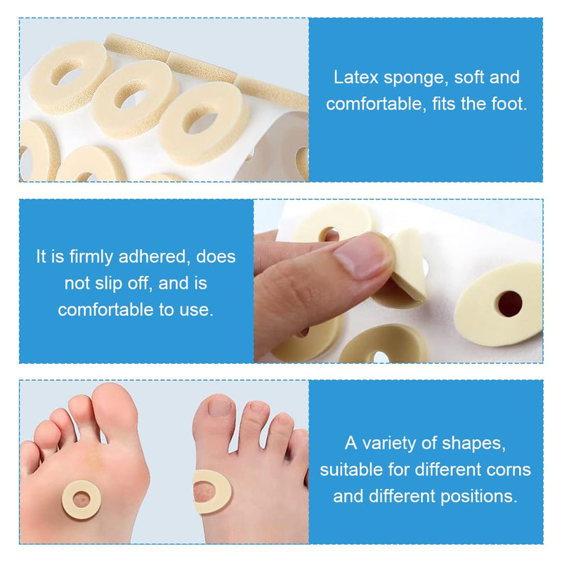 [Australia] - WMUVAZA Corn Plasters, 120 Pieces Soft Latex Foam Self-Adhesive Callus Pads, Friction Protection, Reduces Foot and Heel Pain, Soft Latex Foam Foam Callus Cushion 
