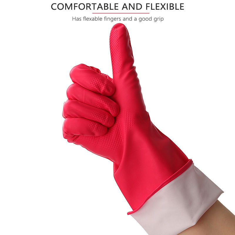 [Australia] - 3 Pairs Rubber Cleaning Gloves Latex Free Dishwashing Gloves - 13" Reusable Nitrile Gloves Medium, Orange+Pink+Red 
