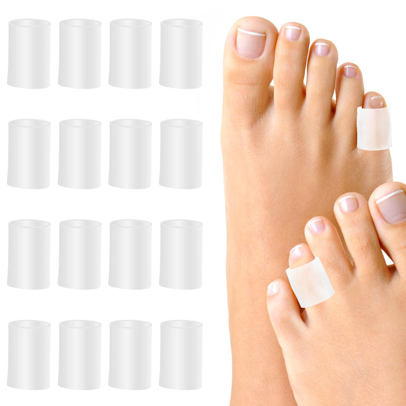[Australia] - Gel toe caps, pack of 16 toe protection, silicone toe cuffs, breathable finger protection, small toe protection, toe divider, toe protector for toe friction relief, white 
