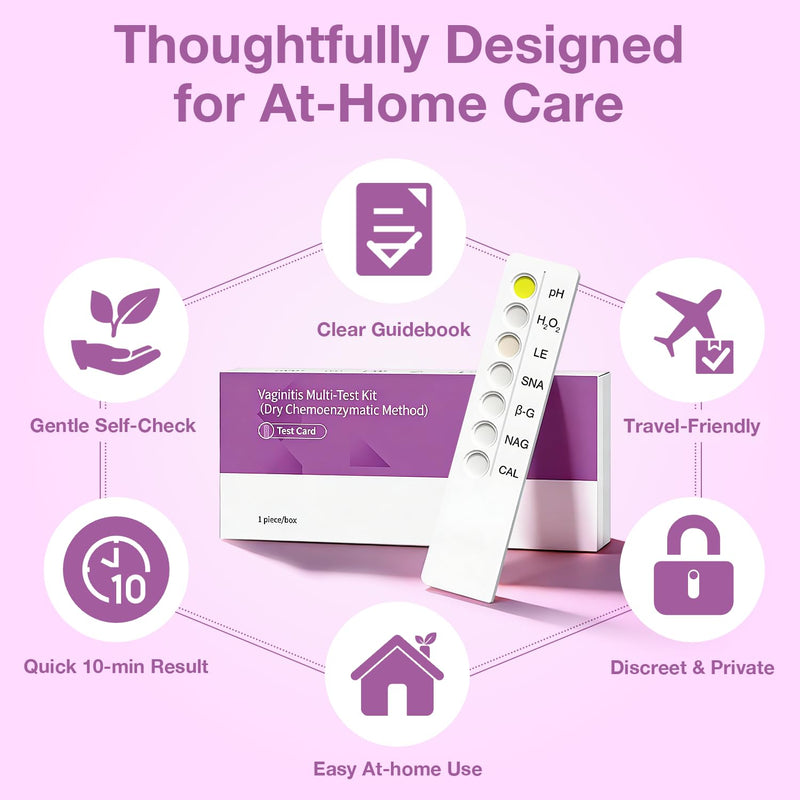 6-in-1 Vaginal Health Test Kit, at-Home PH, BV,Yeast,Microbiota Check & 2 Key Vaginal Health Markers– 10-Min Fast Results, Doc-Recommended – for Monitoring Discharge, Odor, Itching Symptoms, 1- Pack