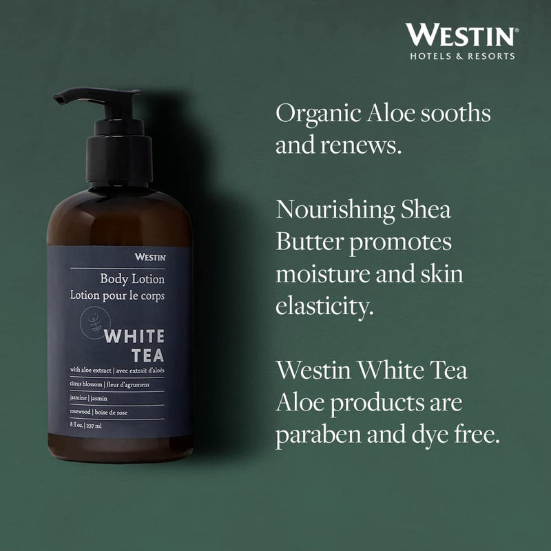 Westin White Tea Aloe Body Lotion | Hotel Spa Cream | Daily Hydration | Hand Lotion Pump | 8 oz Signature Scent Skin Moisturizer 8 Fl Oz (Pack of 1)