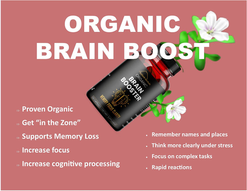 [Australia] - Bacopa, Organic Brain Booster, Nootropic Brain Supplement, Bacopa Monnieri/Brahmi, for Mental Sharpness, Focus, Memory, and Cognitive Wellness, 120 Capsules 500mg, 2 Month Supply 