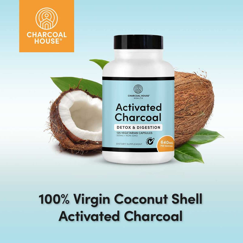[Australia] - Activated Charcoal Capsules for Adults | Natural, Vegan, Non-GMO & Gluten Free | USP Charcoal Pills for Stomach Cleanse, Healthy Digestion, Gas & Nausea | USP Medical Grade | 125 ct. 