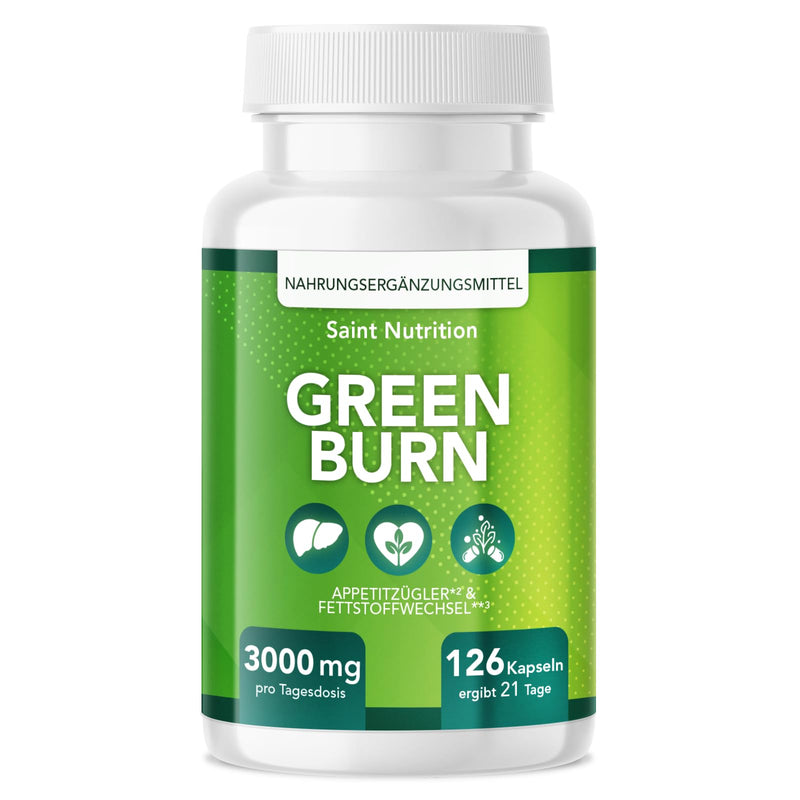 [Australia] - GREEN BURN® Appetite Suppressant Capsules - Extremely High Dose with Glucomannan, Choline, Vitamin B1 + B6 - Dietary Supplement for Women & Men - Support for Losing Weight & Metabolism - Fast & Strong Green Burn 