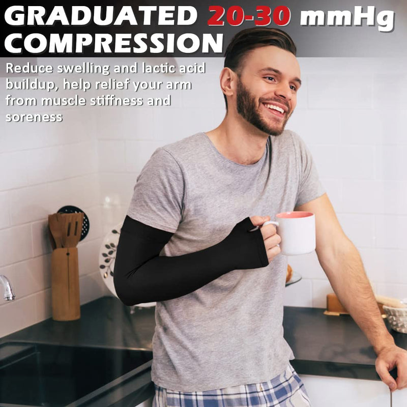 [Australia] - Ailaka Lymphedema Compression Arm SleeveÔºàSingleÔºâ with Gauntlet for Men Women, 20-30 mmHg Medical Compression Arm Sleeve Black XX-LargeÔºàSingleÔºâ 