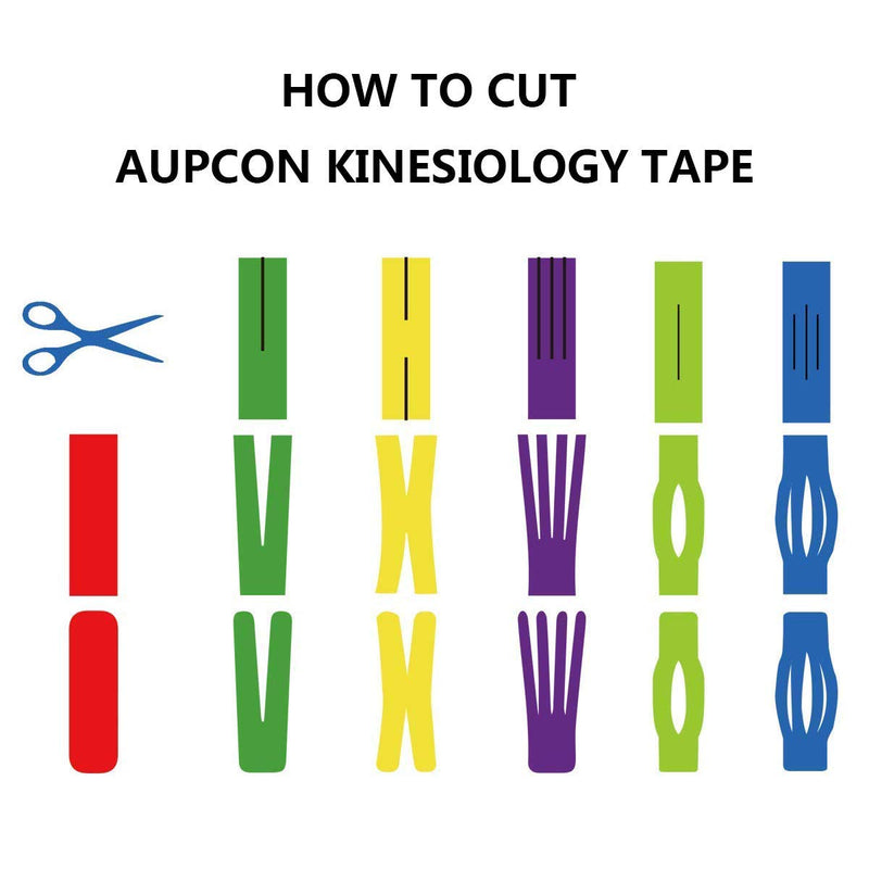 [Australia] - AUPCON Kinesiology Tape Elastic Therapeutic Athletic Tape Hypoallergenic Breathable Cotton Sports Muscle Tape Therapy Recovery Support for Knee Shoulder Ankle Elbow Shin (Black-precut-6rolls) Black-precut-6rolls 