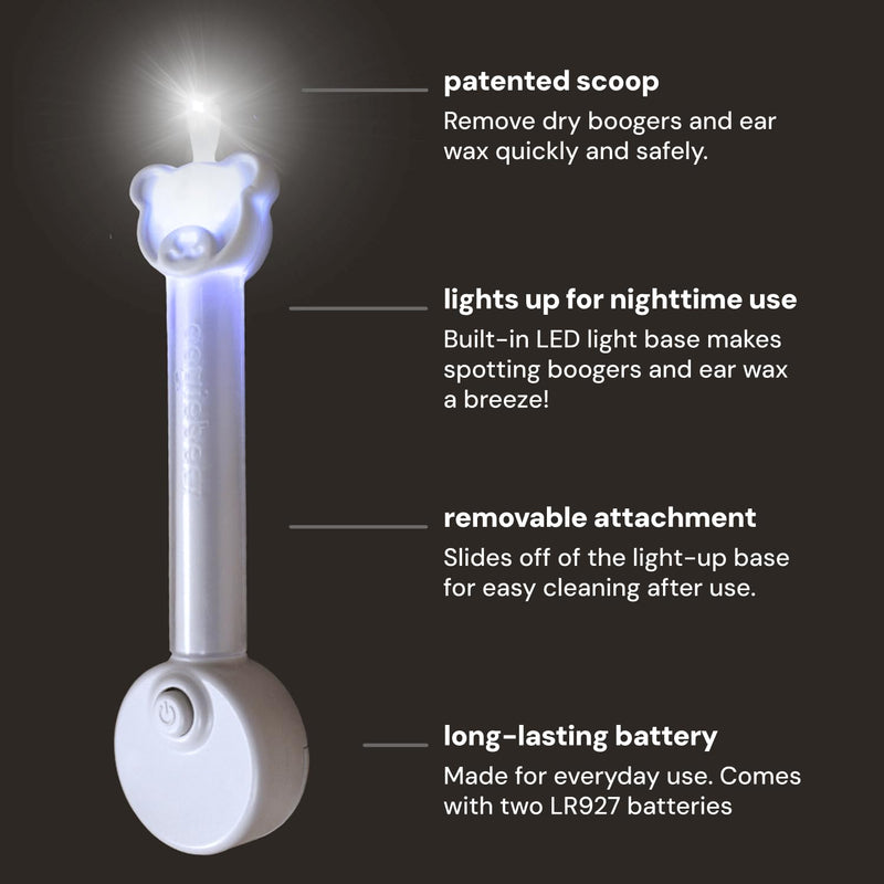 [Australia] - oogiebear Brite - Baby Nose Cleaner and Ear Wax Removal Tool. Baby Gadget with Nighttime LED Light. Safe Snot Booger Picker for Newborns, Infants & Toddlers 