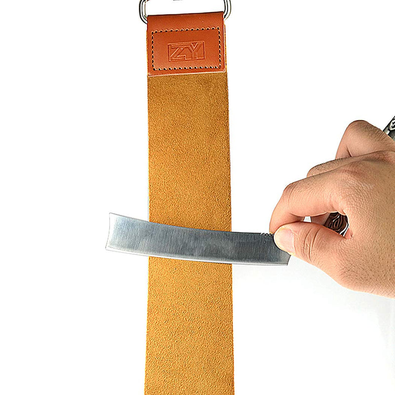 [Australia] - Straight Razor Strops with Sharpening Stone Dual Leather Strops Barber Hair Removal Shaving Sharpener Folding Knife Sharpening Belt 