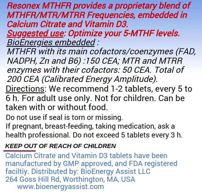 MTHFR Frequencies- 120 Tablets - with Natural Frequencies of the MTHFR, MTR and MTRR to Support Methylation, 5-MTHF and B12 Production