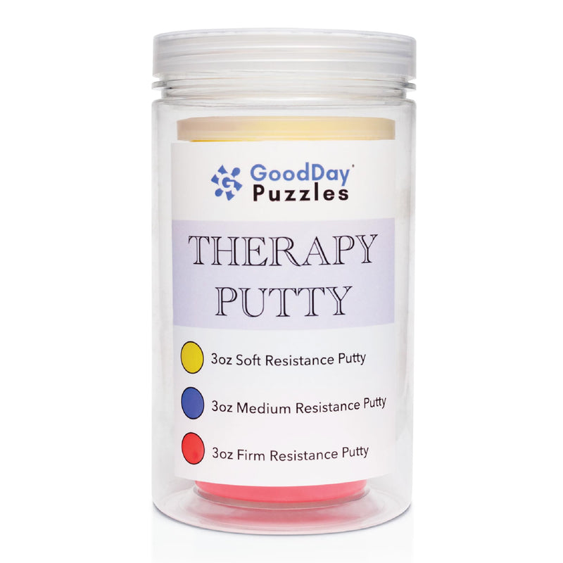 [Australia] - Therapy Putty by GoodDay Puzzles, 3 Piece Set, Stress Relief, Strength, Occupational Therapy Toys, Fine Motor Games for Seniors with Dementia/Alzheimer's, Quiet Rehab Fidget for Older Adults 