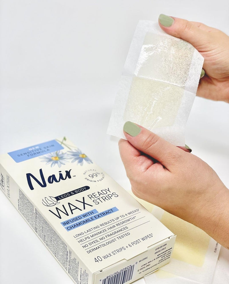 [Australia] - Nair Hair Remover Wax Ready Strips for Legs & Body, No Mess Waxing Kit for Hair Removal, 3-pack Wax Strips, 40ct Each Wax Kit 40 Count (Pack of 3) 