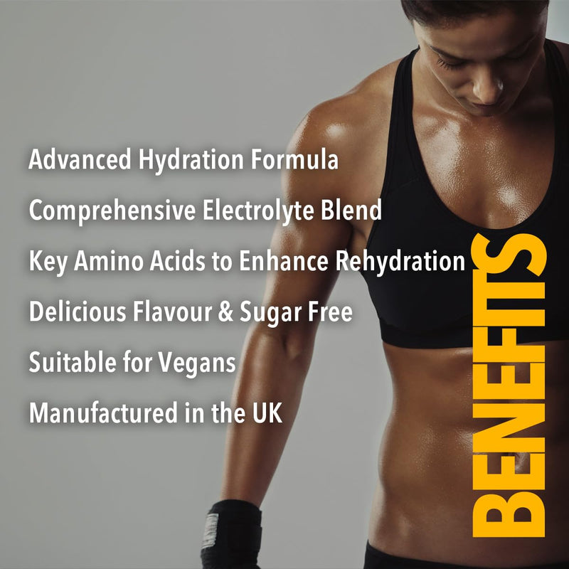 Hydration Formula Electrolytes Powder + Amino Acids Glutamine & Glycine Advanced Rehydration Formula Suitable for Vegans, Sugar Free – Energy, Focus, Avoid Dehydration (300g, Fruit Pastilles) 300g
