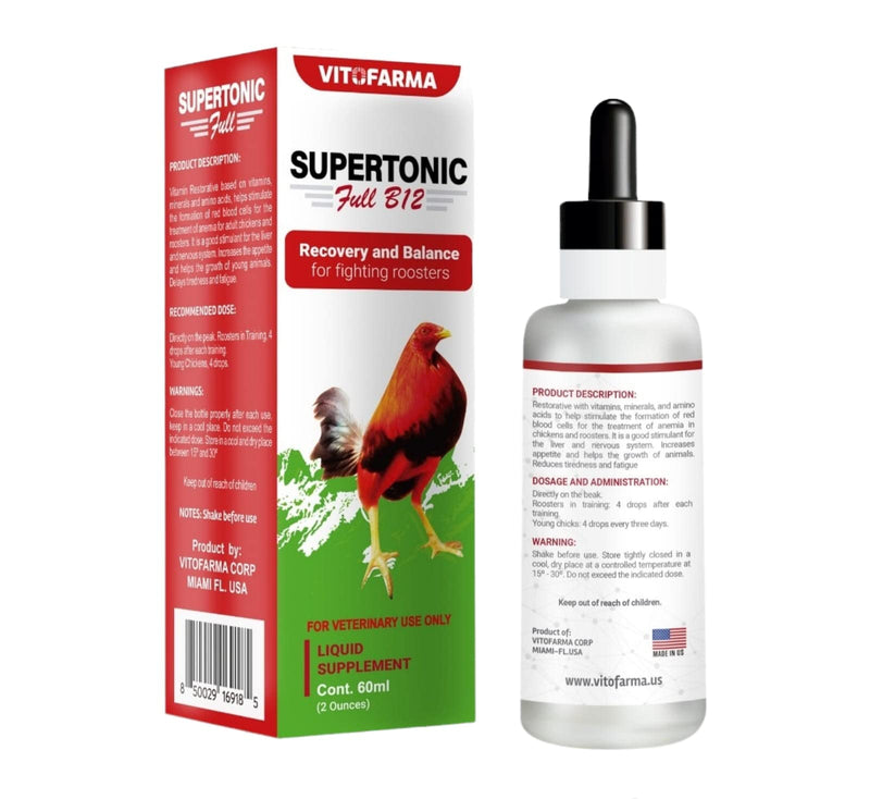 Supertonic Full B12 for Rooster - Multivitamin boosters for Roosters, Vitamin Recovery Liquid 60ml