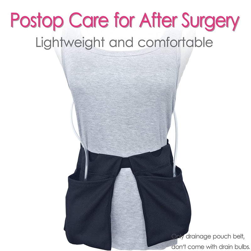 [Australia] - Breathable Drain Holder After Tummy Tuck Mastectomy Drainage Quick Dry Pouch Belt Supplies Mesh Nephrostomy Shower Bag for JP Drains Bulb Breast Post Surgery Black Drain Pouch/Black 