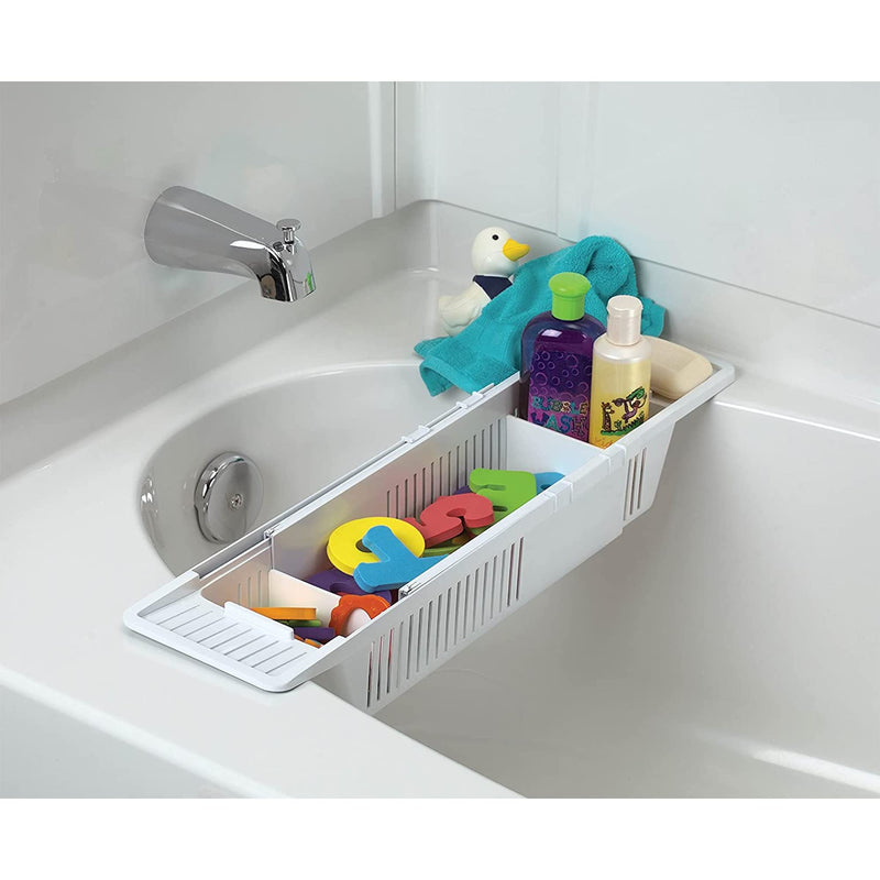 [Australia] - KidCo Bath Toy Organizer Storage Basket, 3 Compartment Horizontal Large Openings Bath Toy Organizer for Tub, Large Capacity Bath Toy Organizer with Large Openings, White 