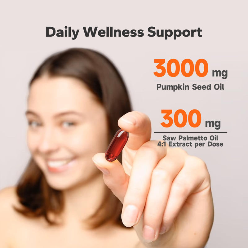 [Australia] - Pumpkin Seed Oil with Saw Palmetto (300 Softgel Capsules), Pumpkin Seed Oil Capsules, Supplement Supports Hair, Urinary, Bladder & Prostate Health, Cold Pressed & Pure Virgin 