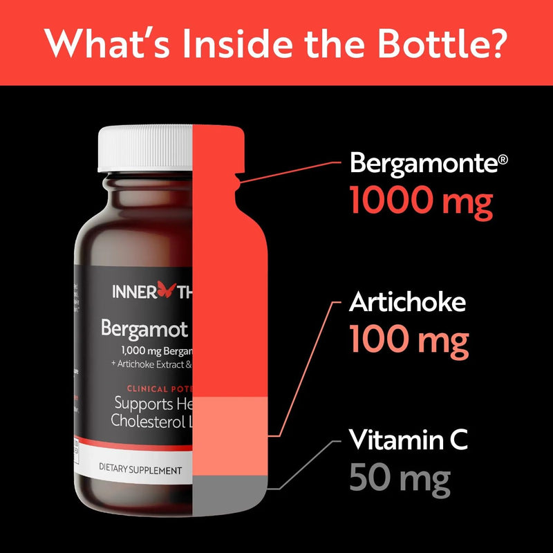 [Australia] - 1000mg Extra Strength Citrus Bergamot Supplement, Patented Bergamonte®, Clinically Proven, Supports Healthy Cholesterol, Formulated with Vitamin C and Artichoke Extract, 60 Capsules 