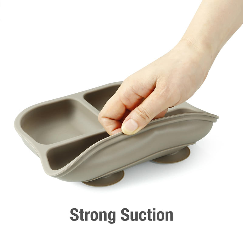 [Australia] - PandaEar Suction Plates for Baby, 3 Pack Silicone Plates & Spoons for Baby Toddlers Infant Kids, Divided Toddler Suction Plate Baby Dish Set, Non-Slip Non-Toxic, BPA Free (Multicolor) Multicolor 