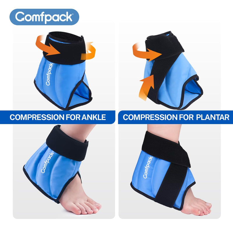 Shin Splint Ice Pack Cold Hot Compression Reusable Gel for Calf & Heel Ice Pack for Plantar Fasciitis Relief, Ankle Foot Ice Pack Wrap for Swelling