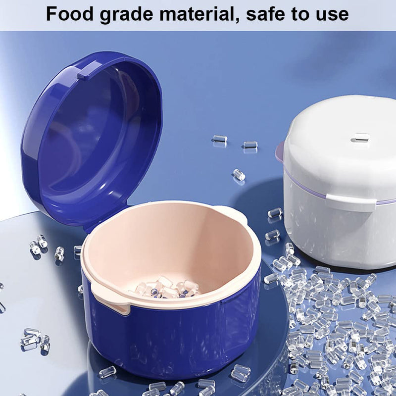 [Australia] - GmeDhc Braces Box with Strainer, Portable Denture Box Cover, Invisible Braces Storage Box, Double Layer Hollow Drain, for Orthodontic Bracket, Cleaning Box (Blue) Double Layer Blue 