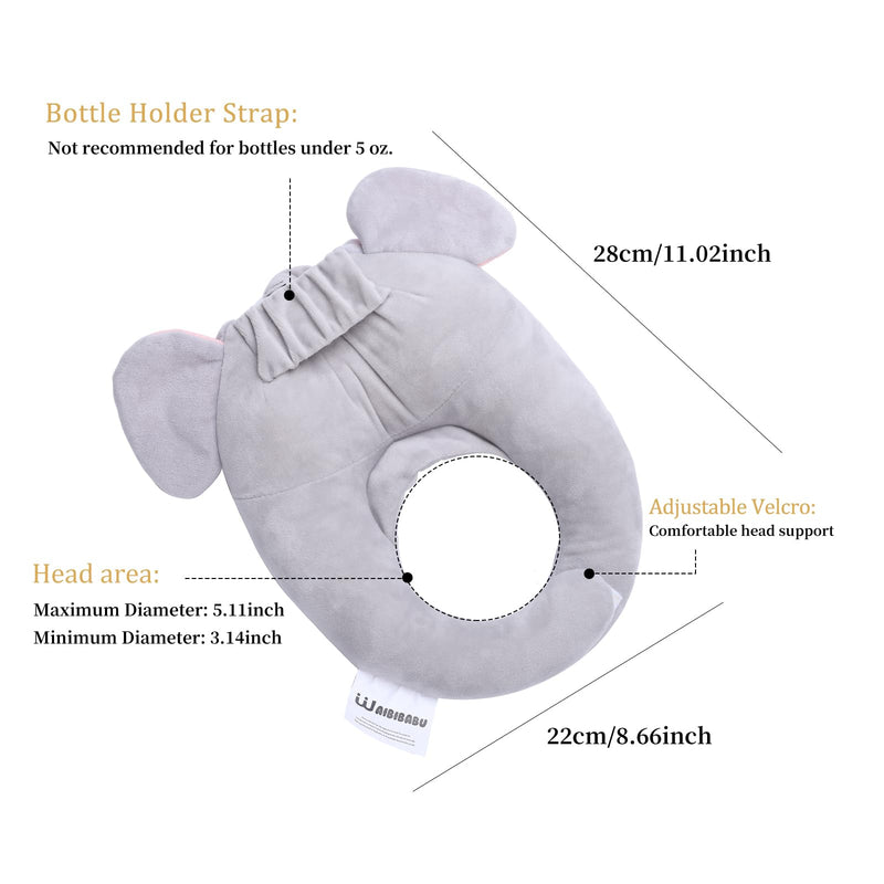 Baby Bottle Holder,Self Feeding Baby Bottle Holder,Newborn Baby Bottle Holder Essentials,Baby Self Feeding Cushion for Bottle and Breastfeeding (Elephant, Medium)