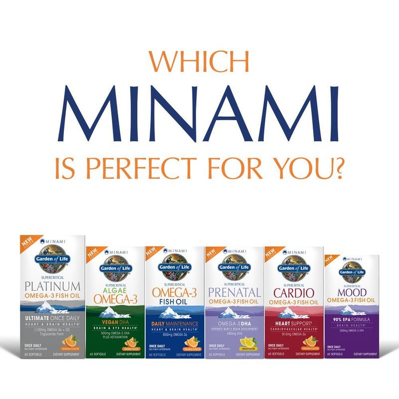 [Australia] - Garden of Life EPA/DHA Omega 3 Fish Oil - Minami Natural Brain Function, Heart and Mood Supplement, 60 Softgels Orange 60 Count (Pack of 1) 