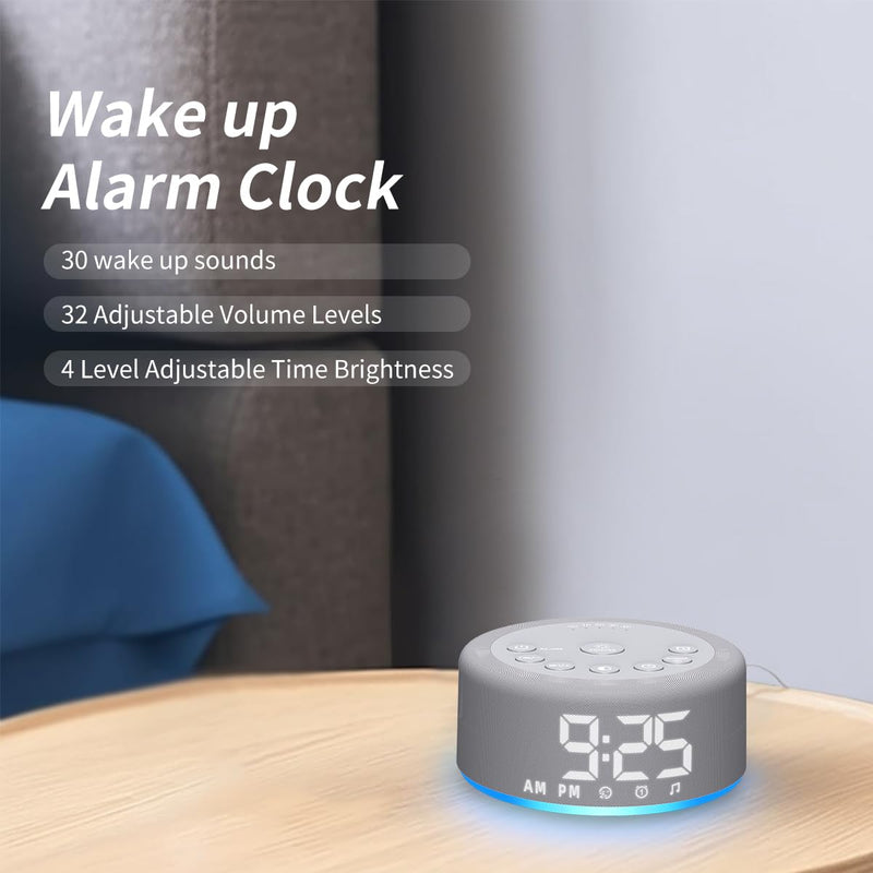 [Australia] - 【3 in 1】Sound Machine Alarm Clock Night Light White Noise Machine with 27 Sleeping Sounds for baby Kids Adults 32 Level Volume Auto Off Timer Memory Function Digital Clock with 30 Wake Up Sounds Gray 