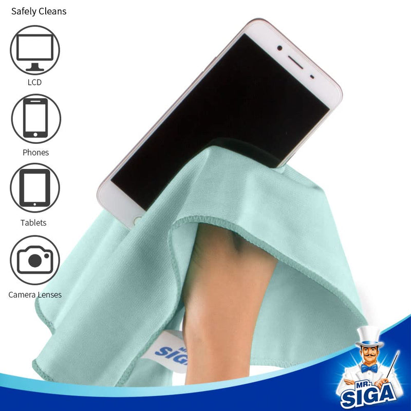 [Australia] - MR.SIGA Ultra Fine Microfiber Cloths for Glass, Pack of 12, 35 x 40cm 13.7" x 15.7" Green 12 Pack-13.7 X 15.7 inch 
