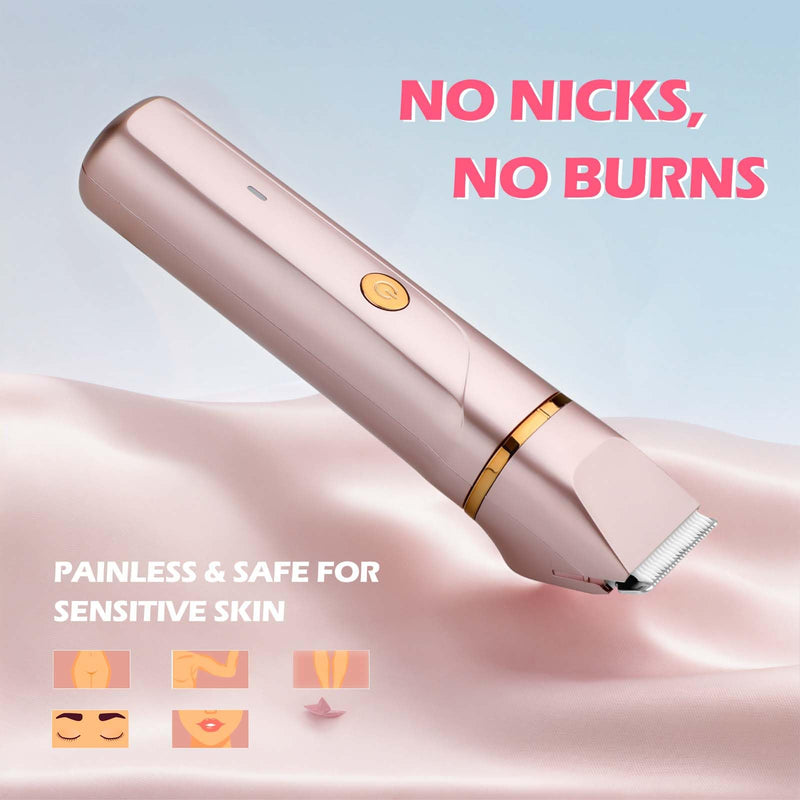 [Australia] - Bikini Trimer for Women,2 in 1 Electric Razor Shaver Facial Hair Women-IPX7 Waterproof Wet/Dry,USB Recharge Dock with Snap-in Ceramic Blades for Face Body Leg Bikini Underarm Arm 