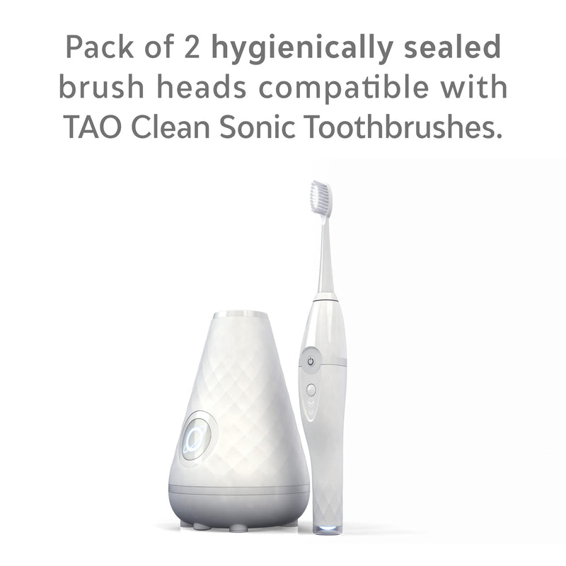 TAO Clean Sonic Electric Toothbrush Replacement Heads (2-Pack) – Whitening Head – Replacement Heads for the TAO Clean Electric Toothbrush and Docking Station 1 Count (Pack of 2)