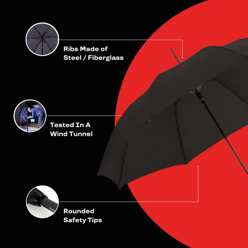 Knirps A.760 Curved Handle Automatic Rain Umbrella for Adults – 42" Canopy, Polyester Case Included Violet