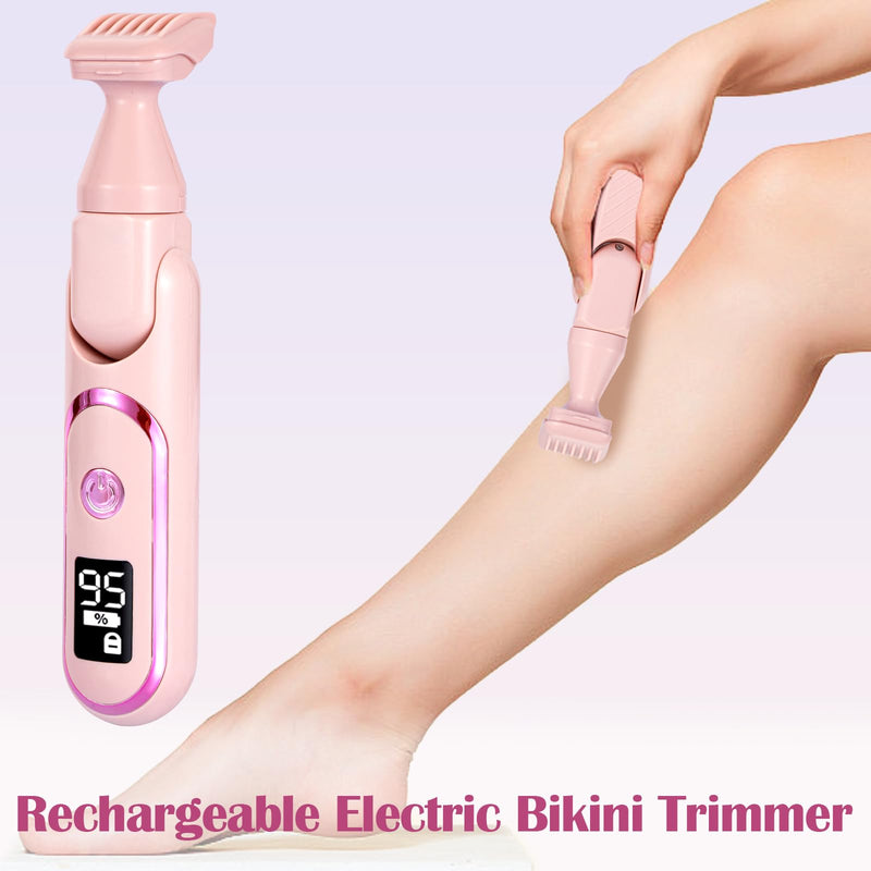 [Australia] - Bikini Trimmer for Women, 5 in 1 Rechargeable Electric Razors Waterproof Wet/Dry Use Body Hair Trimmer for Women & Men Pubic Hair, Private Area, Legs, Face, Nose, Eyebrow, Body (Pink) 